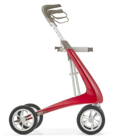 byACRE Carbon Ultralight Rollator, 4,9 kg, Erdbeerrot, Komfort | Weltweit leichtester Carbon Rollator mit Sitz für Senioren, faltbar, ultraleicht & klappbar, für drinnen & draußen