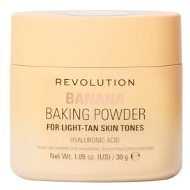 Makeup Revolution, Loose Baking Powder, Verlängert das Tragen von Makeup, Makeup Setting Powder, Banane, Für mittlere Hauttöne, 32g
