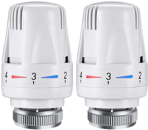 Litensh 2 Stück Thermostat Heizung, TRV M30 x 1.5 Heizkörperthermostat Heizkörper Thermostatkopf Heizkörperventil Ersatzkopf, Heizsystem Thermostat Heizkörperventil für Büro Zuhause