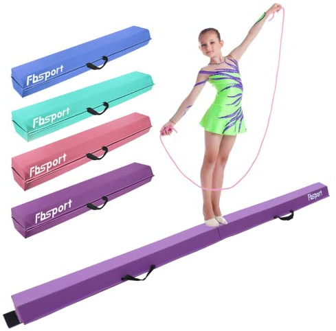 FBSPORT 240 cm Schwebebalken Kinder Faltbarer Balken Turnen Balance Beam für Zuhause Training Klappbarer Schwebebalken Gymnastik Gymnastikbalken mit Rutschfestem Boden und Tragetasche