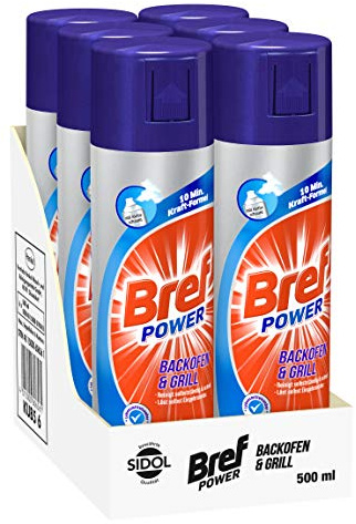 Bref Power Backofen & Grill, Backofenreiniger mit Aktivschaum, 6 x 500 ml, entfernt selbst hartnäckigste Verkrustungen