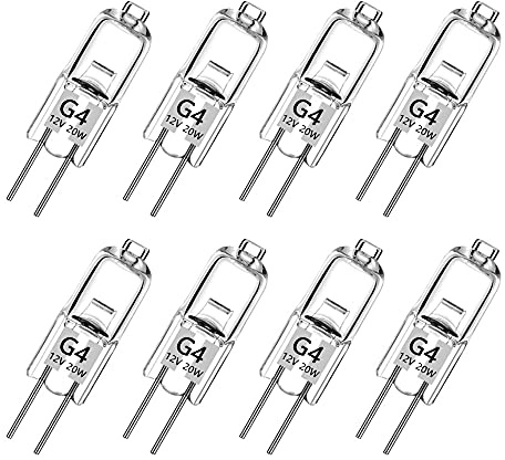 Haraqi G4 halogenlampen，8 Stück 20 Watt G4 Halogen-Stiftsockellampe Kapselglühlampen Halogenlampen, 300lm 2800K Warmweiß Dimmbar [Energieklasse G]