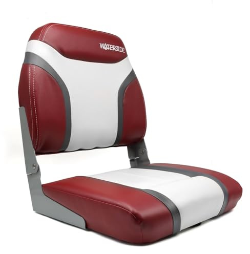 Waterside Captain Deluxe Bootssitz – Extra dick gepolsterter Profi-Angelstuhl – Klappbare Rückenlehne & Robuste Metallscharniere – Wasserabweisendes Kunstleder – Inklusive Montageschrauben