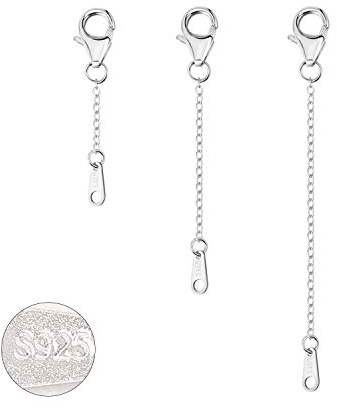 ALEXCRAFT 925 Sterling Silber Kettenverlängerung ALEXCRAFT Verlängerung Kette Halskette Fußkette Armband Verlängerungskette für Schmuckherstellung, 3 Stück Kettenverlängerung 1 2 3 inch