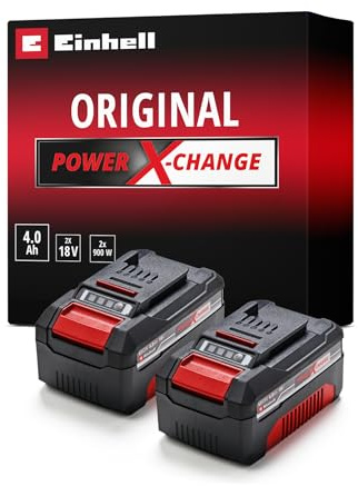 Original Einhell Akku-Twinpack PXC 18 V 4,0 Ah (2 Akkus im Set, 900 W, Power X-Change, Li-Ion, ABS, LED-Anzeige, ohne Ladegerät)