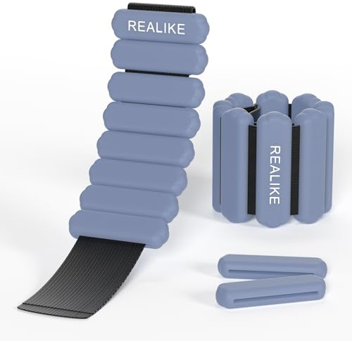 REALIKE Ankle Weights for Women Wrist Leg Adjustable Weighted Wristband for Pilates Yoga Walking Aerobics 2 Pieces in Set 1lb(453.5g) Per Piece
