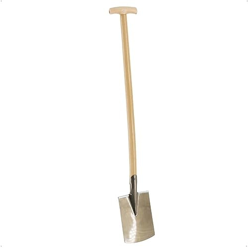 Damen-Doppelfederspaten - Gartenspaten mit Eschen-T-Stiel - 110cm | Polierter Stahl - idealer Kantenspaten mit Tritt - Damenspaten Grabespaten für Gartenböden - Blatt 25x16,5 cm - 1370 g