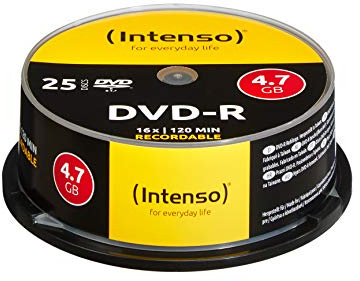 Intenso DVD-R Rohlinge 4,7GB 1x-16x 25er Spindel Cakebox kratzfest