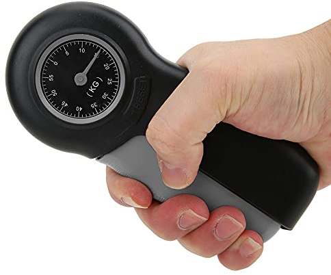 Mechanischer Handkraftmesser Griffstärke Messgerät, Schwarzgrau | Präzise Skala für Kraftmessung, Federbasierter Mechanismus aus Stahl