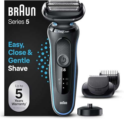 Braun Series 5 Rasierer Herren Elektrisch, Elektrorasierer mit EasyClick Barttrimmer Aufsatz, Ladestation, EasyClean Rasierapparat, Trockenrasierer, Wasserdicht, Made in Germany, 51-M4500cs, Mintgrün