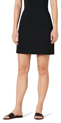 Amazon Essentials Damen Ausgestellter Minirock aus Ponte-Stoff zum Hineinschlüpfen, 45,7cm Länge, Schwarz, S