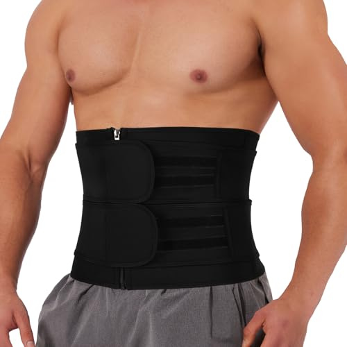 SLIMBELLE Bauchweggürtel Neopren Damen Herren Sweat Belt Waist Trainer | Dieser Neopren Schweißgürtel fördert Fettverbrennung, sitzt dank Außengurt bequem und hat Stäbe für bessere Haltung.