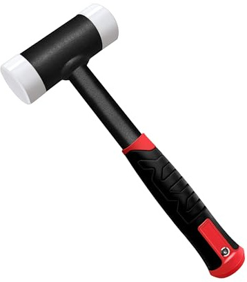 C&T Rückschlagfreier Schonhammer, Schutz Hammer, Ø 40 mm, Stahlrohrstiel, Austauschbarer Polyamid-Köpfe für Wartungs- und Montagezwecke