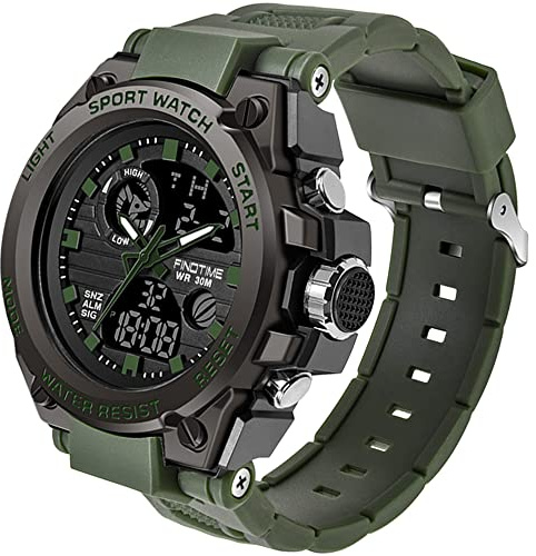 findtime Herren Militär Uhr Digital Sportuhr Outdoor Chronograph Analog Armbanduhr Stoppuhr 3 ATM Wasserdicht Tactical Watch Wecker Kalender Datum Uhren Männer