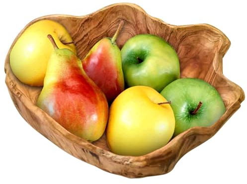 Leikurvo Obstschale aus Naturholz, Dekorative Salatschüssel Handgefertigte Holzschale Dekoschale Unregelmäßige Kreative Servierschale für Salate, Snacks, Obst, Schlüssel (20-24 cm)