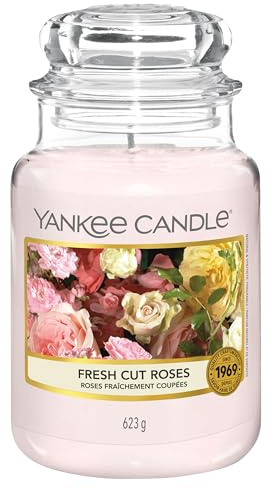 Yankee Candle Duftkerze im Glas (groß) | Fresh Cut Roses | Kerze mit langer Brenndauer bis zu 150 Stunden | Perfekte Geschenke für Frauen