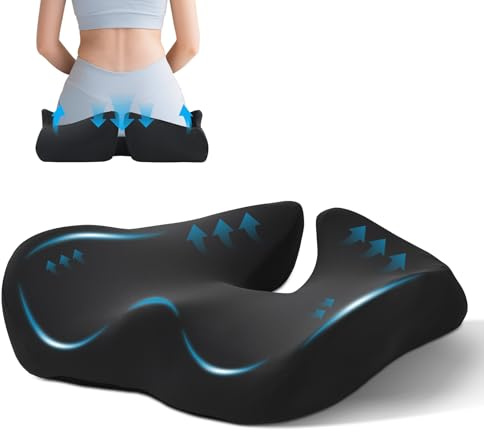 BRO Extra Großes Sitzkissen Orthopädisch, Kühlender Bezug Steißbeinkissen | Memory-Schaum Ergonomisches Steißbein Entlastung, Linderung Von Steißbeinentlastung & Schmerzlinderung für Bürostuhl