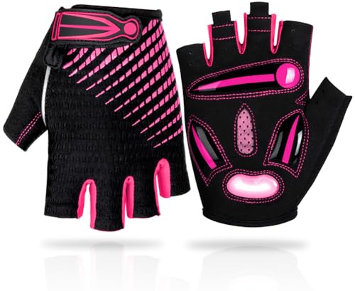 LUROON Fahrradhandschuhe Halbfinger Atmungsaktiv Rutschfestes Stoßdämpfende Kurz Gel Sommer MTB Radhandschuhe für Herren Und Damen