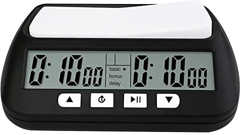 MOSTRUST Digitaler Schach-Timer Professionell für Brettspiele mit Alarm, 3-in-1-Multifunktions-tragbare Uhr, 2 AA-Batterien im Lieferumfang enthalten (Schwarz)