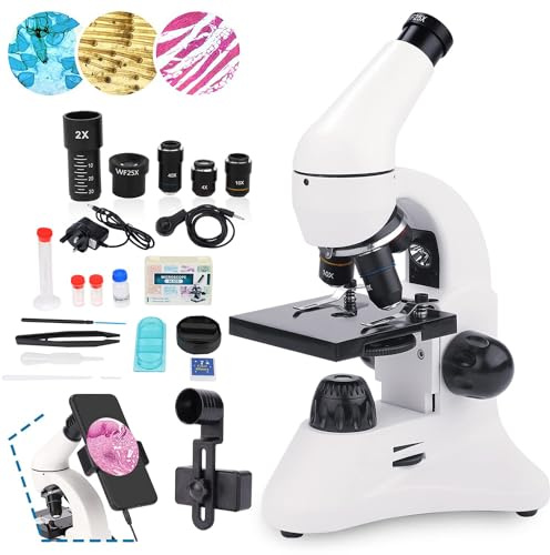 USCAMEL Mikroskop für Kinder Erwachsene: 40X-2000X Experimentelle Mikroskop | Professionelle Monokular Mikroskope für Studenten, Jugendliche, Anfänger Schule Labor Zuhause Biologie Wissenschaft Lernen