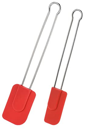 Westmark 2 Koch- und Teigschaber mit Silikonkopf, Länge: 22,5 cm/28,5 cm, Silikon/Rostfreier Edelstahl, Silicone, Rot/Silber, 154622E7