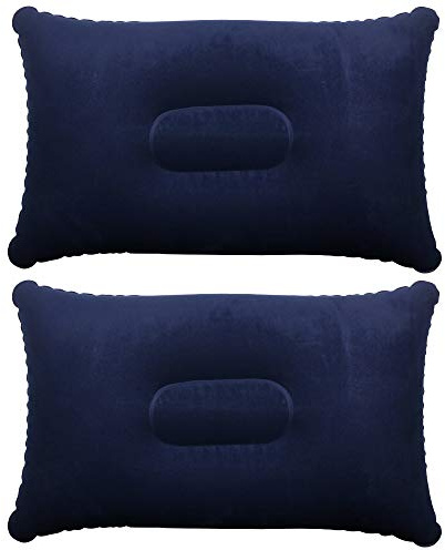 TRIXES Aufblasbare Campingkissen – 2er-Pack – Marineblau – Weiche beflockte Kissen für Reisen, Camping, Festivals, Angeln usw. – Ultraleicht & wasserabweisend – Unverzichtbar für den Urlaub