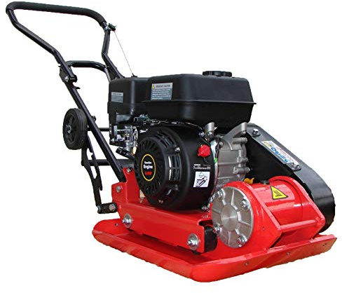 CROSSFER Rüttelplatte RPV-29155 Bodenverdichter 6,5PS Verdichtungstîefe 30cm Gewicht 83 Kg inkl. Bodenschutzmatte und Fahrwerk