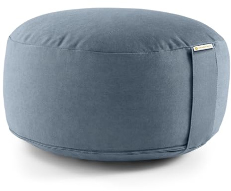 Lotuscrafts® Meditationskissen mit 15 cm Sitzhöhe, Yoga Kissen mit Dinkelfüllung, Yogakissen Rund, Bodenkissen Rund, Yogakissen Meditationskissen, Yogakissen Bezug waschbar, GOTS Zertifiziert