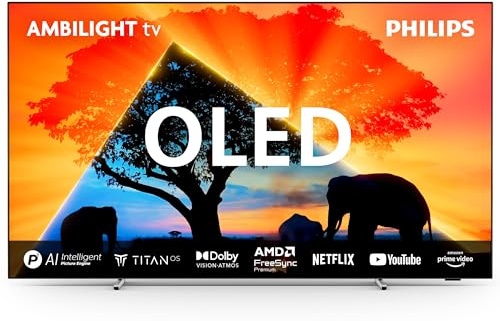 PHILIPS Ambilight 65OLED759 4K OLED Smart TV - 65-Zoll Display mit P5 AI Perfect Picture Ultra HD, Titan OS, Dolby Vision und Dolby Atmos, Funktioniert mit Alexa und Google Sprachassistent