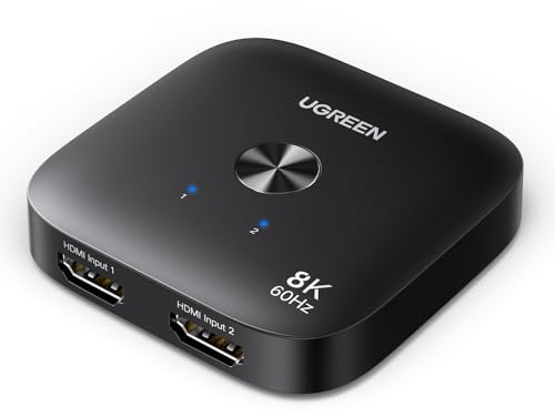 UGREEN HDMI Switch 8K60Hz 2 In 1 Out HDMI 2.1 Switcher 4K240Hz/4K120Hz Umschalter für Switch1/2, PC, Laptop, PS5, Xbox, HDTV, Monitor usw.