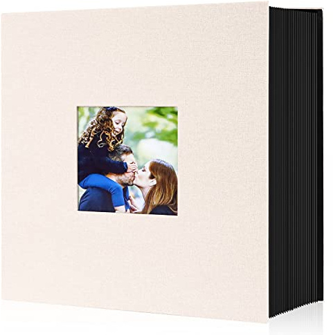 Lanpn Fotoalbum 10x15 1000, Extra Großes XXL Leinen Einstecken Einsteckalbum für Hoch und Querformat Fotos Bilder Beige