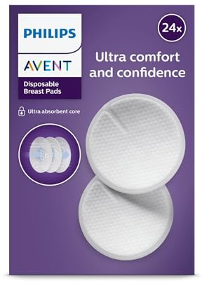 Philips Avent Einweg-Stilleinlagen – 3-lagiger ultrasaugfähiger Kern, auslaufsicher, wabenförmige weiche Oberfläche, ultradünn und diskret, einzeln verpackt, 24 Stück, SCF254/24