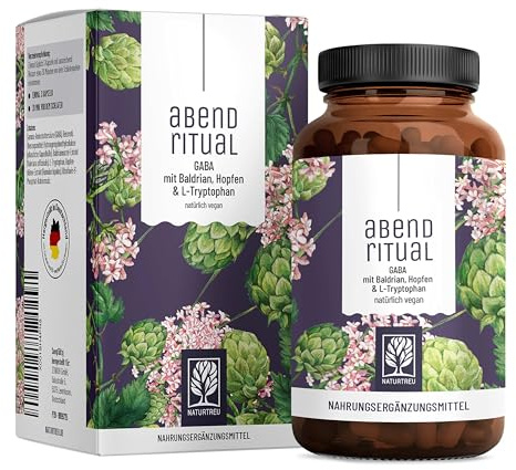 NATURTREU® GABA Kapseln hochdosiert mit Baldrian, Tryptophan, Hopfen – GABA Komplex hochdosiert - 90 Kapseln - Vegan & ohne Zusatzstoffe