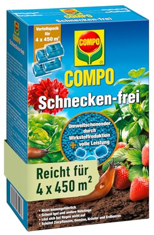 Compo Schnecken-frei - Schneckenkorn - Regenfest - Streugranulat gegen Schnecken im Vorteilspack - reicht für bis zu 1800 m² - 4x225 g