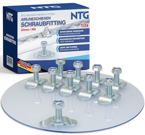 10 Stück Schraubfitting für Airlineschiene M8x20 500daN Endbeschlag Endfitting Single
