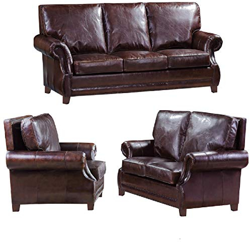 Vintage-Line Ledergarnitur Wexford 3-Sitzer, 2-Sitzer und Sessel 3+2+1