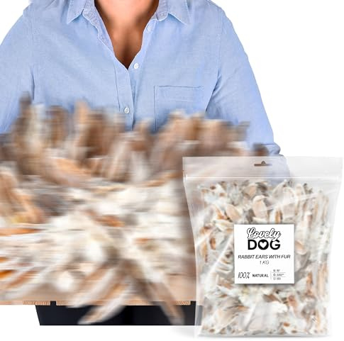Kaninchenohren mit Fell für Hunde, 1100g, getreidefrei, hypoallergen