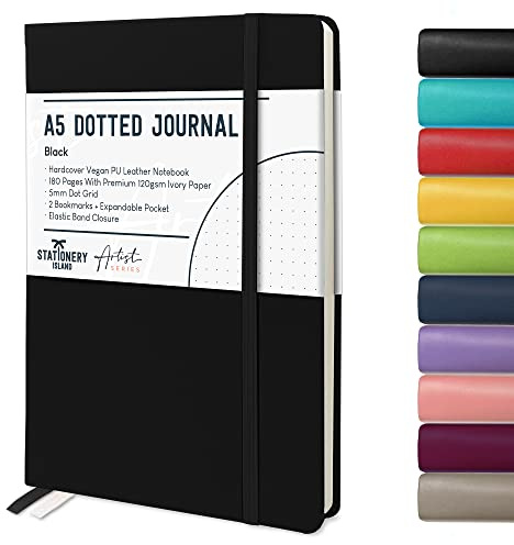 STATIONERY ISLAND Bullet Dotted Journal, Notizbuch A5 Dotted, 180 Seiten Premium 120 g/m² Papier, Hardcover Journal Dotted, Notizbuch Gepunktet