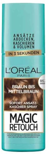 L'Oréal Paris Ansatz-Kaschierspray für stufenlose und natürliche Übergänge, kaschiert bis zur nächsten Haarwäsche, Magic Retouch, Braun bis Mittelbraun, 1 x 75 ml