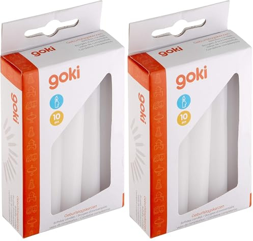 Goki - Geburtstagskerzen-Set für GK 106/108/55985/60975 (Packung mit 2, 10 Kerzen, Weiß, Unparfümiert)