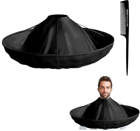 Friseurumhang mit Regenschirm-Design, Wasserdicht und Faltbar, Haarschneideumhang für professionelles Haarstyling und Salon Hergestellt aus haltbarem nylonmaterial und leicht zu reinigen (Schwarz)