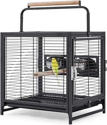 Yaheetech Vogelkäfig Reisevogelkäfig mit Handgriff Vogelvoliere Kleintierkäfig Vogelhaus mit 2 Sitzstangen