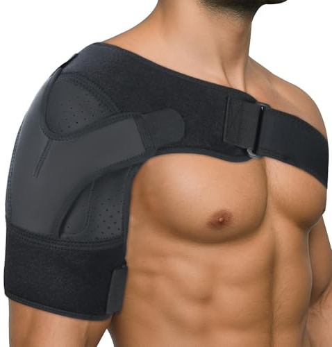 Flow fire Verstellbare Schulterbandage, Neopren Schulterstütze für Frauen und Herren, Schulter Bandage Schmerzlinderung, Passt Sowohl Links oder Rechts Schulter(L-XL)
