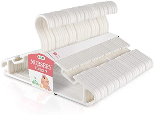 ilauke Kinder Kleiderbügel, 36 Stück Baby Kleiderbügel Weiß, Rutschfester Kinderkleiderbügel, Platzsparend Baby Bügel zum Aufbewahren von Kinderkleidung-27 cm, Kleinkind