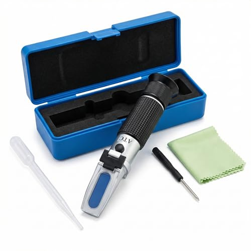 QWORK® Imker Refraktometer, mit automatischer Temperaturkompensation, Brix 0-32%, Handrefraktometer für Obstssaft Fruchtsüße