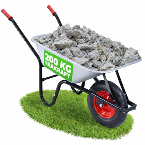2mGoods Schubkarre Garten 110L mit Luftreifen – Gartenkarre 200 kg Tragkraft, verzinkter Stahl, rostfrei & stabil – Perfekt für Garten, BAU & Landwirtschaft (Schwarz)