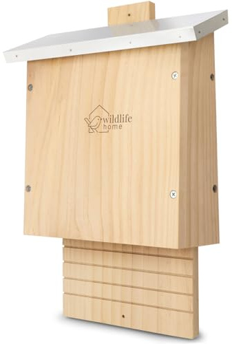 WILDLIFE HOME Großer Schwerer Fledermauskasten nach NABU - verschraubt aus Massivholz & 100% wetterfest, unbehandelt, Fledermaus-Haus & Nistkasten Fledermäuse, Sommer & Winterquartier