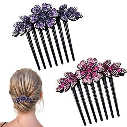 WEIESCIE Haar Steckkamm 2 Stück Strass Zähne Haarkamm Haarschmuck für Frauen Mädchen Geschenk,Strass Zähne Haarkamm Haarschmuck, Vintage Kopfschmuck Zubehör, für Mädchen Damen