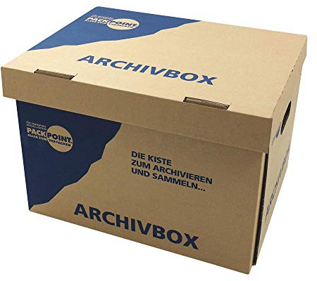 1-PACK Archivbox Lagerbox 400x320x290mm extrem stabil, bis 250kg stapelbar/Ausführung: Braun mit BeschriftungArchivbox, 10 Stück