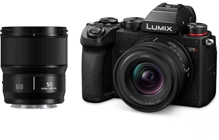 Panasonic DC-S5DWE-K Lumix S5D Full Frame Mirrorless Camera Body, 24.2MP, 4K 60P Recording, Live View Finder, Free Angle Monitor, Wi-Fi, Bluetooth, with S-R1840E 18-40mm & S-S50ME 50mm Lenses, Black